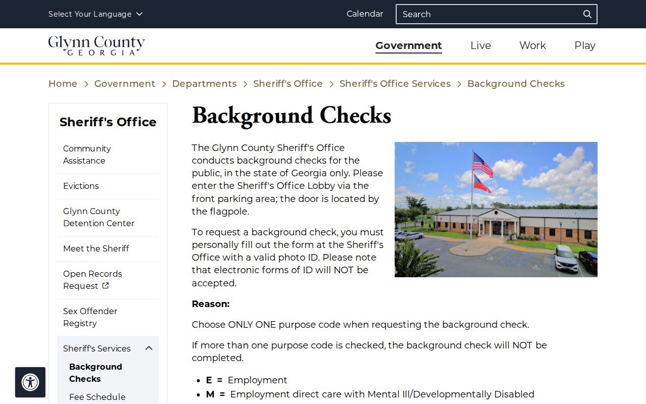 Glynn County arrest records Georgia history check instructions