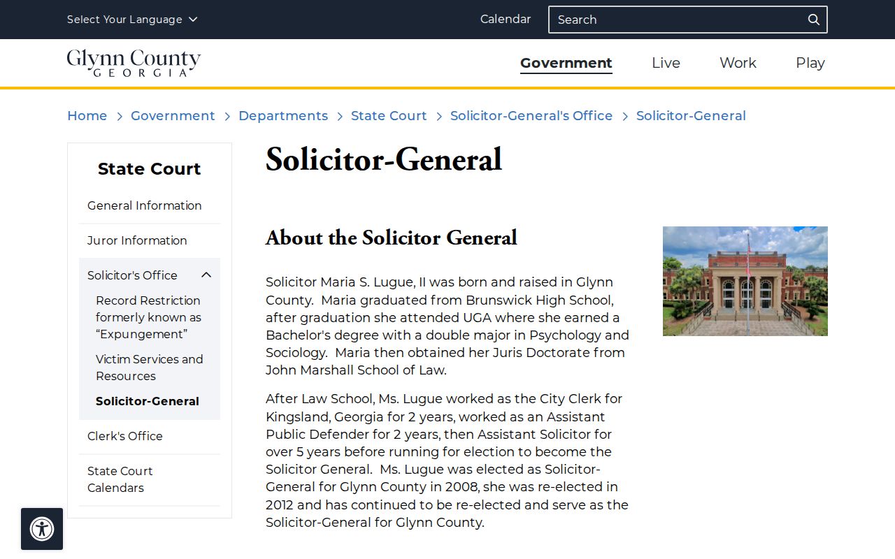 Glynn County criminal court cases and Solicitor General office