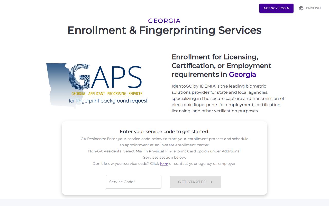 Glynn County criminal history GAPS fingerprint registration
