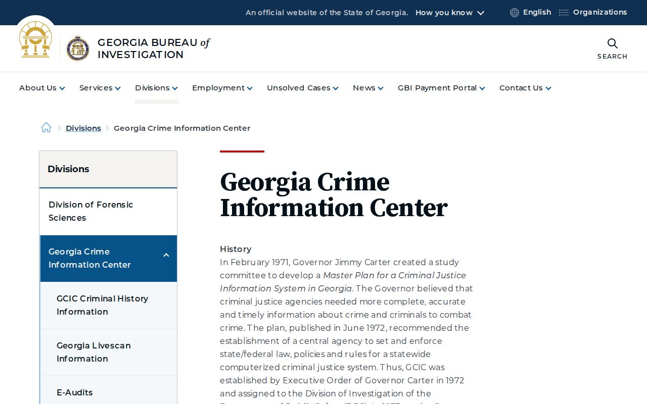 Glynn County criminal records at Georgia Crime Information Center